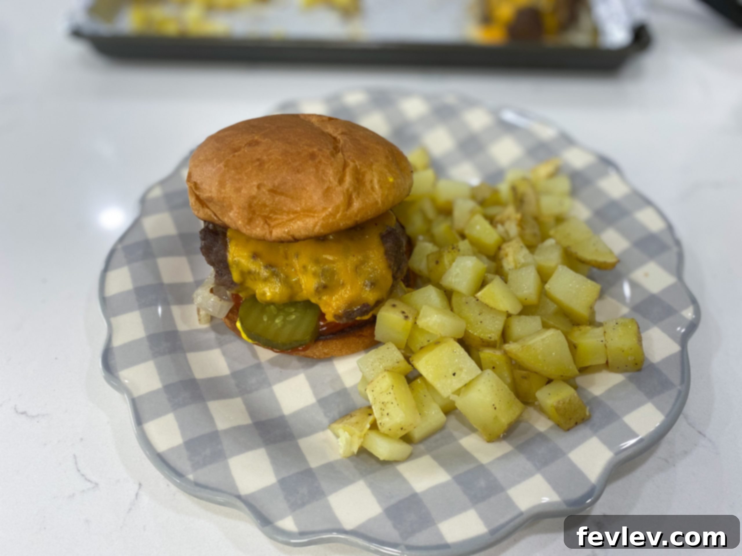Sheet Pan Burgers with Onions and Potatoes