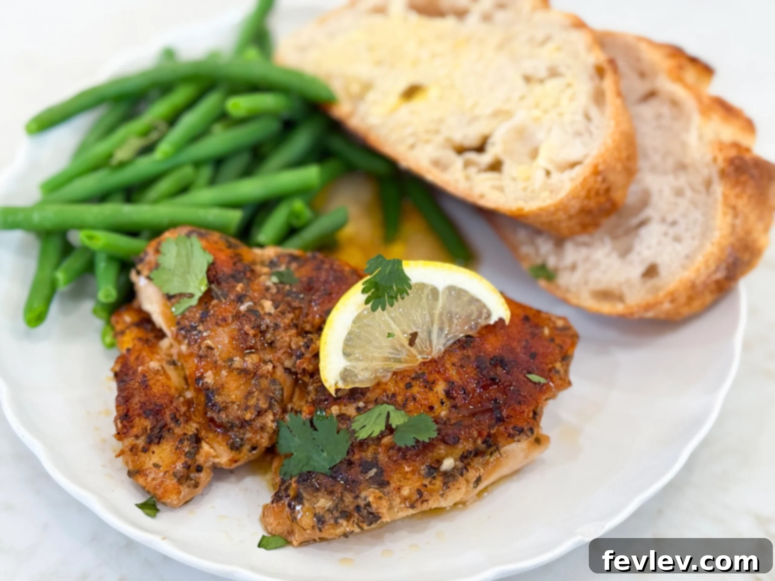 Easy slow cooker chicken thighs, juicy and full of flavor