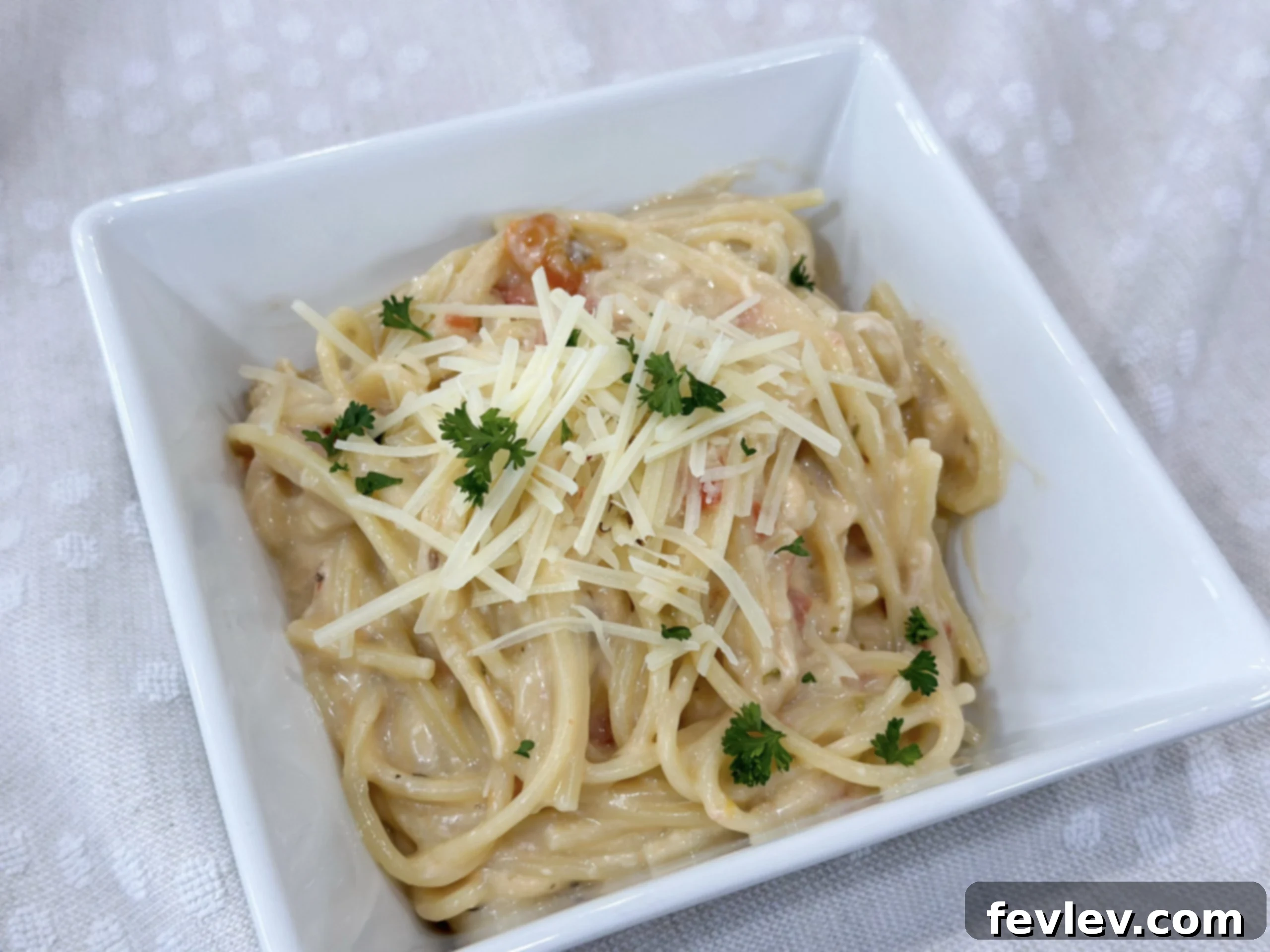 Slow cooker chicken spaghetti, a creamy and delicious pasta dish