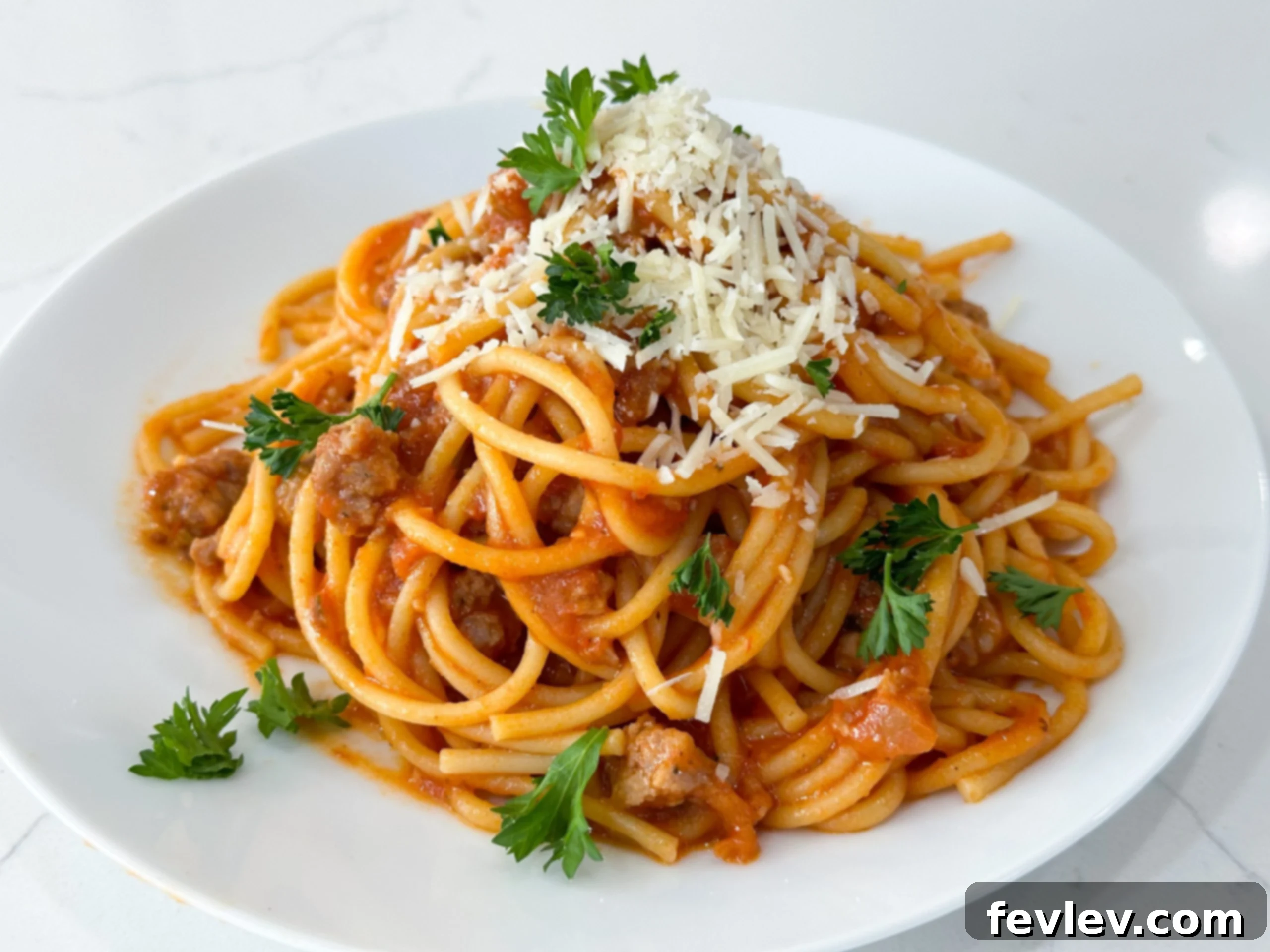 One-pot spaghetti with sausage, an easy weeknight meal