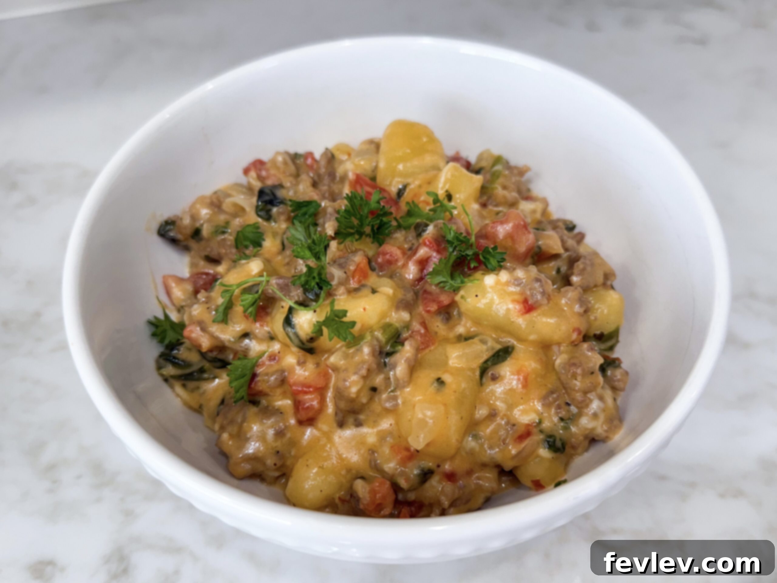 The best Sausage and Tomato Gnocchi, creamy and quick