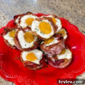 Close-up of individual ham and egg bites in a circular arrangement.