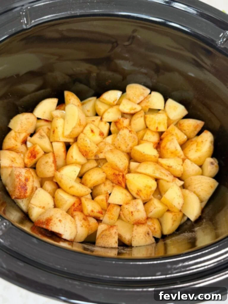 Parmesan Garlic Chicken and Potato Slow Cooker 5 Diced seasoned potatoes in a slow cooker