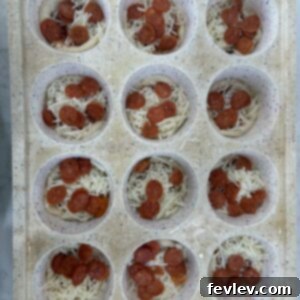 Quick Pizza Bites 4 Easy Pizza Cups in a muffin tin