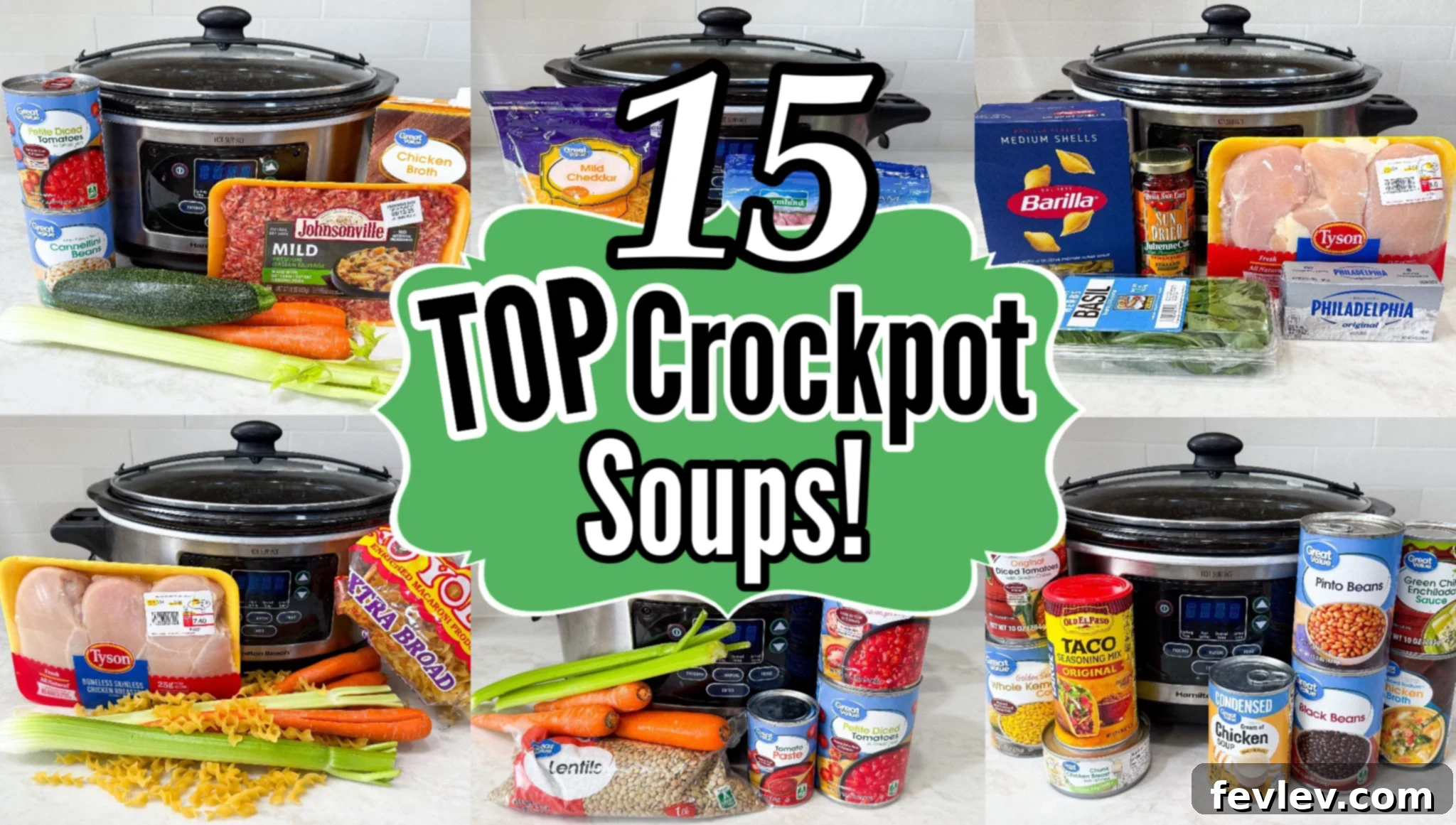 Fall's Fifteen Slow Cooker Soups for Snuggly Season 2 A vibrant collection of 15 cozy slow cooker soups, showcasing hearty, budget-friendly, and easy weeknight recipes perfect for fall and winter family dinners.