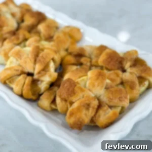 Golden baked apple crescent donuts dusted with powdered sugar