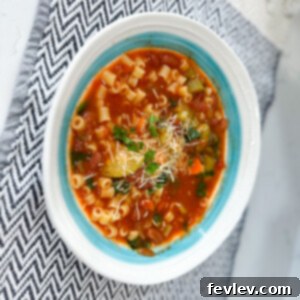 A comforting bowl of hearty Minestrone Soup, perfect for a chilly day