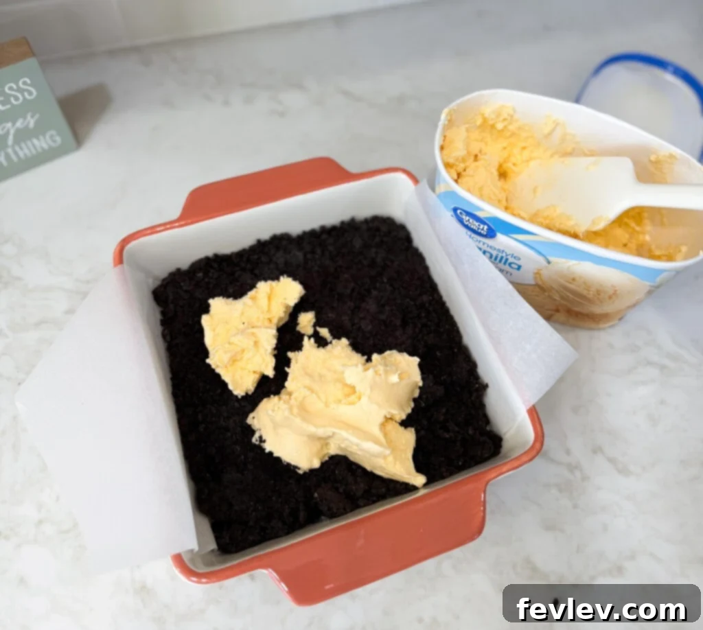 Creamy vanilla ice cream layer for ice cream cake
