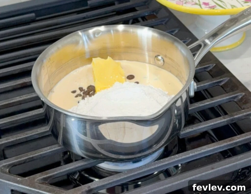 Making fudgy chocolate sauce in a small pot