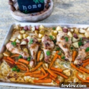 Crispy oven-baked ranch chicken legs with roasted vegetables