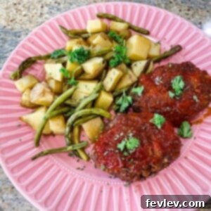 Delicious Mini Sheet Pan Meatloaf with roasted vegetables