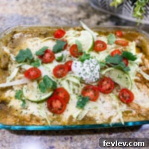Delicious Chicken Enchilada Bake, a no-roll casserole perfect for family dinner