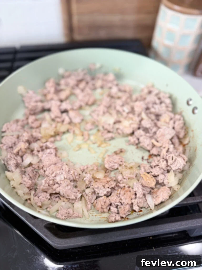 browning ground turkey for zucchini boats