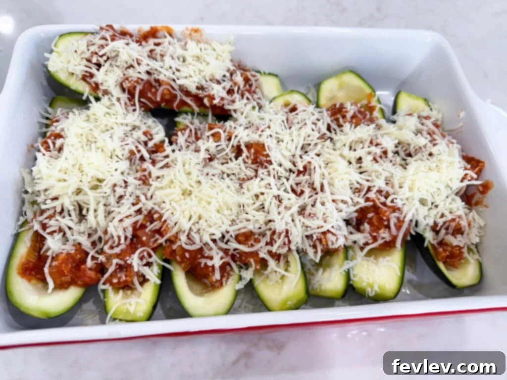 delicious zucchini boat recipe before baking