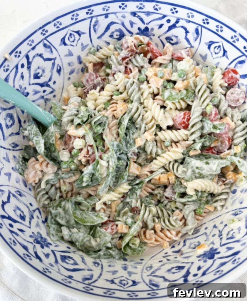 Ultimate Bacon Ranch Pasta 6 Ranch Bacon Pasta Salad mixed and ready for chilling