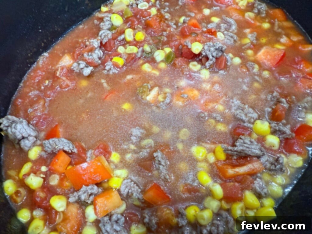 Easy Slow Cooker Taco Pasta 5 ground beef taco pasta