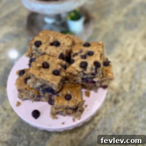 Delicious and healthy blueberry breakfast cake, packed with fresh blueberries, ideal for a wholesome start to your day.