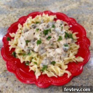 Delicious Rotisserie Chicken Stroganoff ready to be served