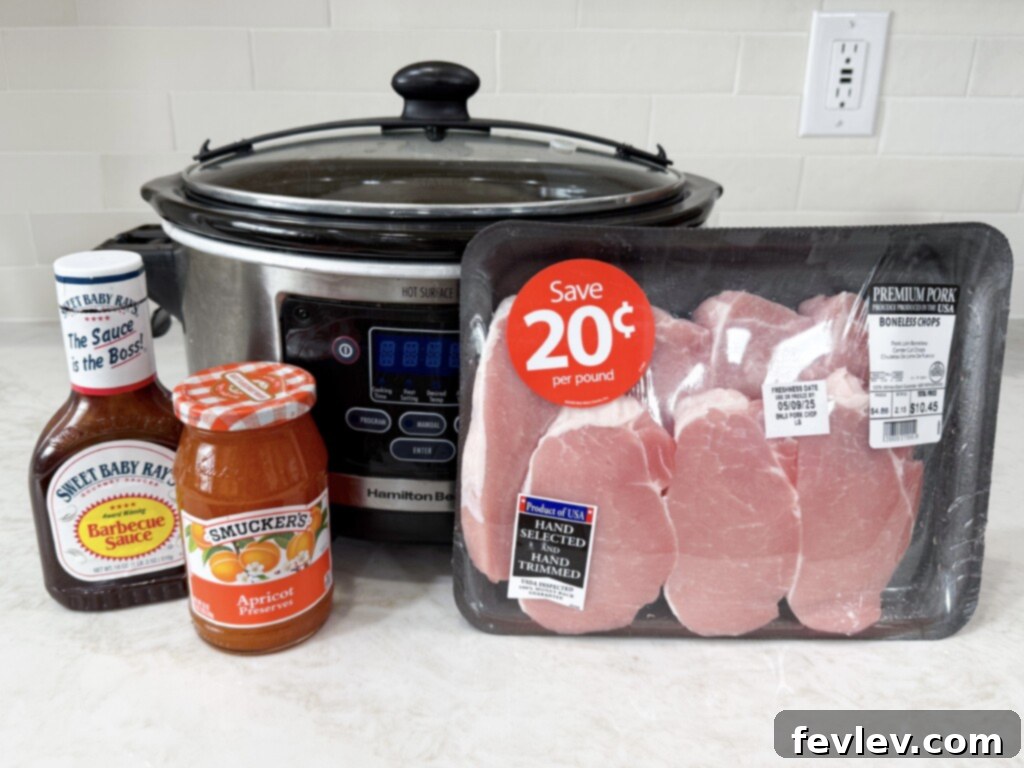 Essential ingredients for BBQ pork chops