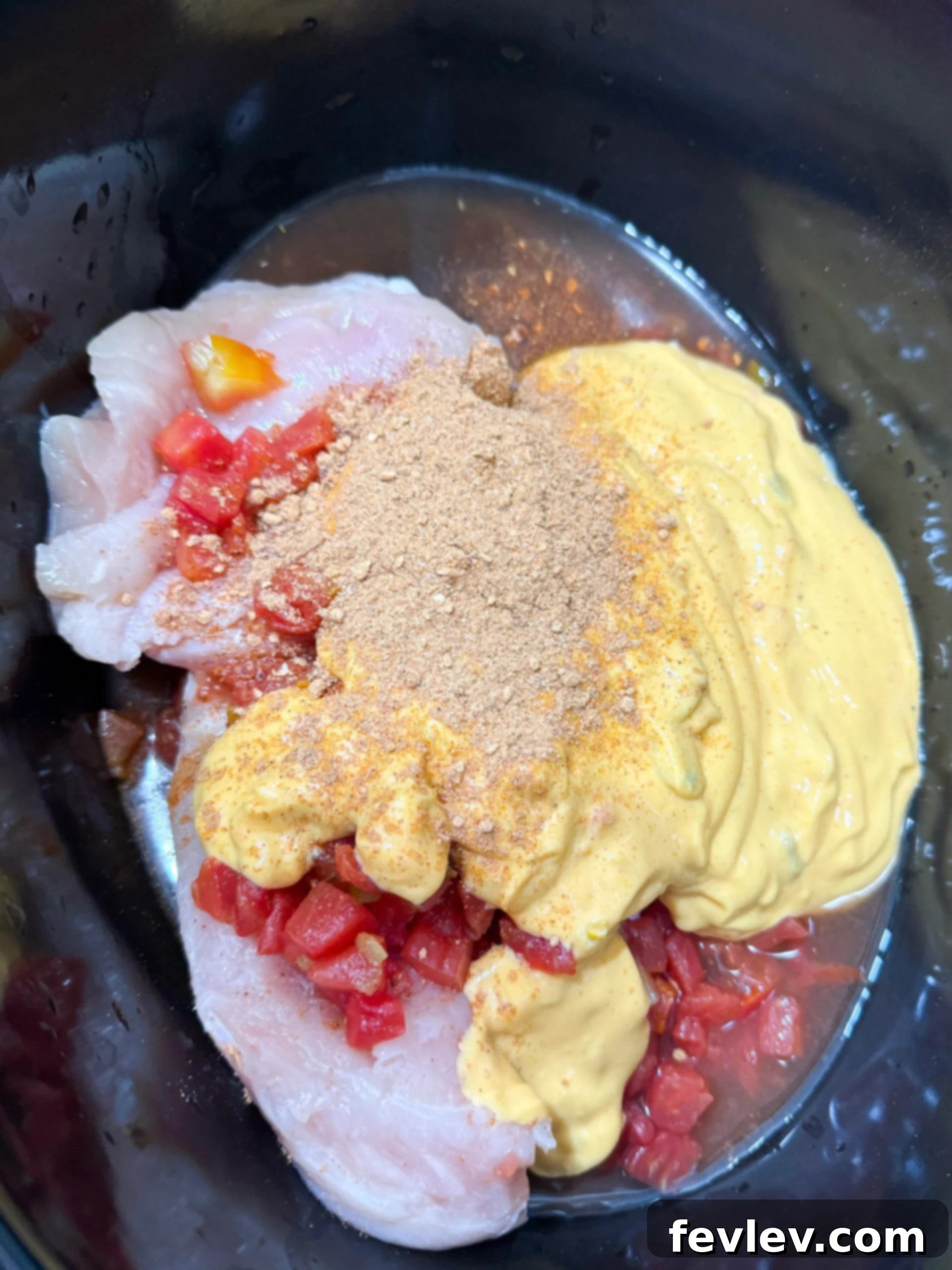 Adding chicken and Rotel to slow cooker