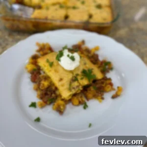 Delicious Mexican Cornbread Casserole ready to serve.