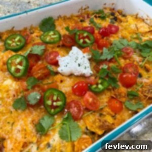 Delicious Doritos Loaded Casserole, a cheesy chicken and chip baked dish