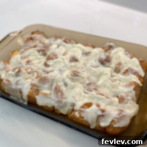 Delicious Cinnamon Roll Bites drizzled with sweet icing