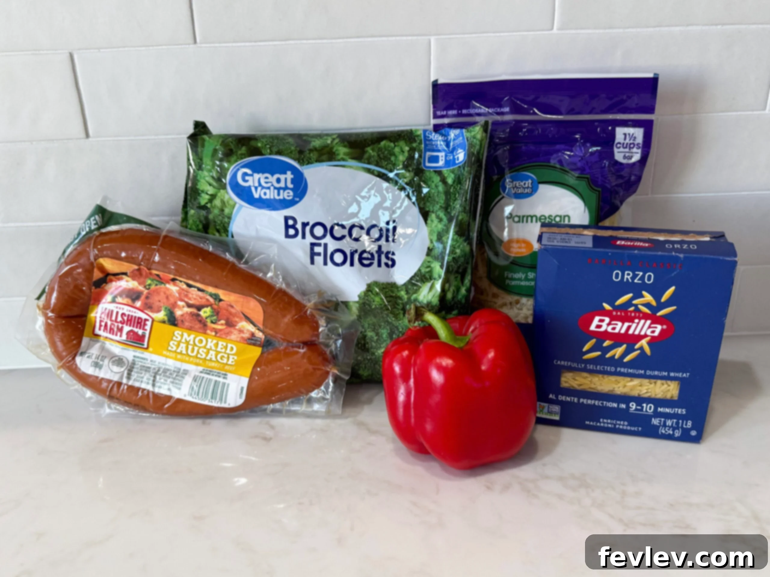 Speedy Sausage & Veggie Orzo Skillet 4 Ingredients for One-Pot Orzo with Kielbasa